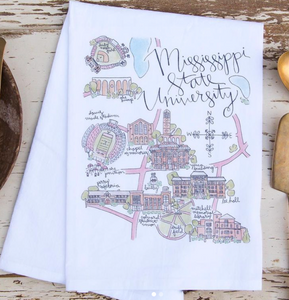 Mississippi State University Map Tea Towel