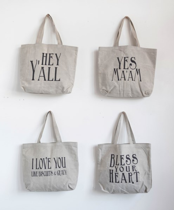 Canvas Tote Bag w/ Southern Saying