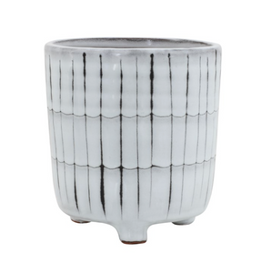 Black & White Terra-cotta Footed Planter