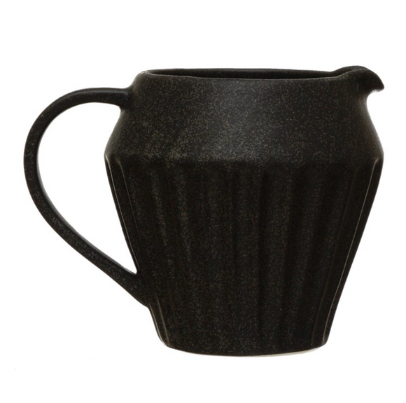 Matte Black Reactive Glazed Stoneware Pitcher