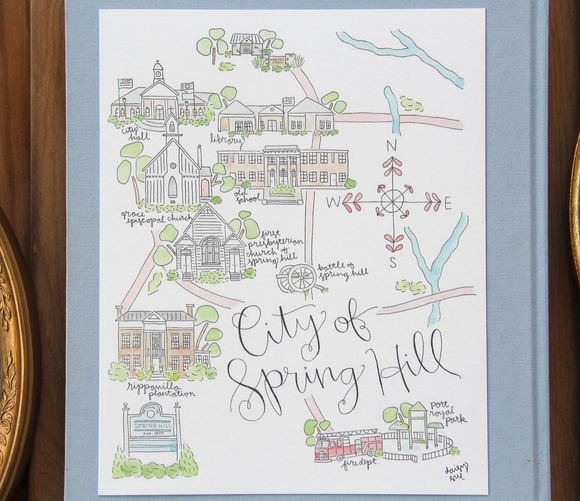 City of Spring Hill Watercolor Print