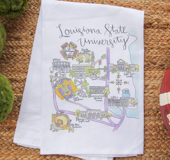 Louisiana State University Map Tea Towel