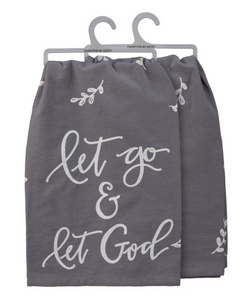 Let Go & Let God Grey Tea Towel