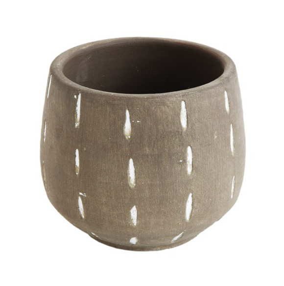 Grey Hand-Painted Terra-cotta Pot