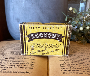 Vintage Economy Cue Tips Box w/ Chalk Cubes