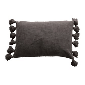 Iron Cotton Slub Lumbar Pillow w/ Tassels