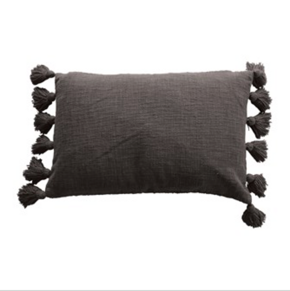 Iron Cotton Slub Lumbar Pillow w/ Tassels