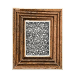 Hand-Carved Mango Wood & Bone Photo Frame