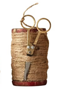 Wooden Spool w/ Jute & Scissors