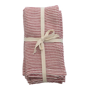 Red & Cream Striped Napkin Set