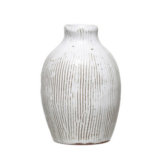 Engraved White Terra-cotta Vase