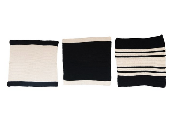 Black & Cream Knit Dish Cloth Set
