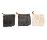 Crochet Pot Holder w/ Leather Loop