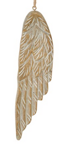 Hand-Carved Wooden Wing Ornament