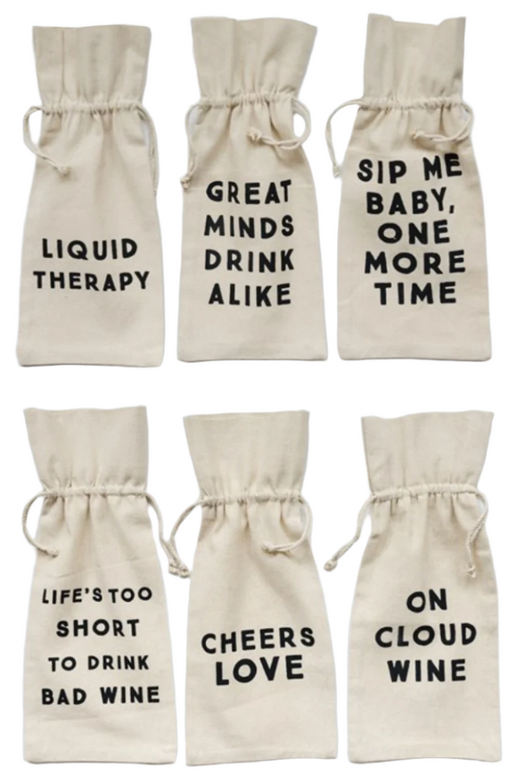 Cotton Wine Bag w/ Saying