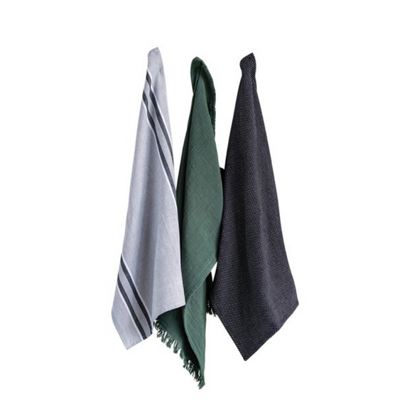 Mixed Black, Blue, & Green Towel Set