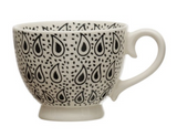 Black & White Printed Stoneware Mug