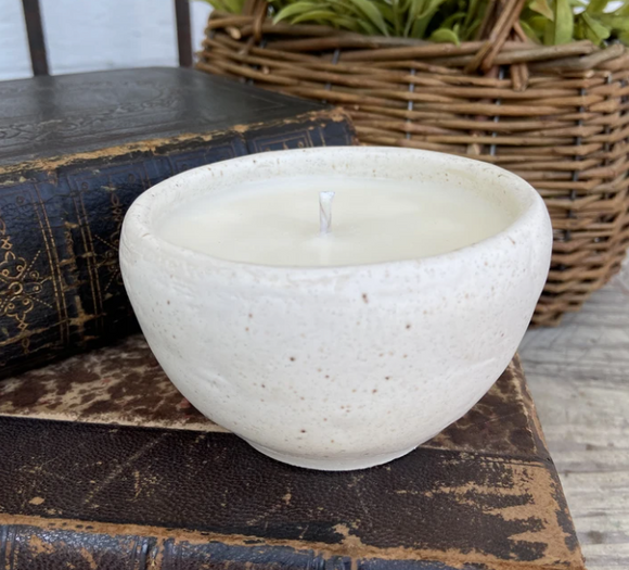 White Sage 8oz Candle in Custom Handmade Pottery