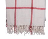 Red & Cream Brushed Cotton Throw