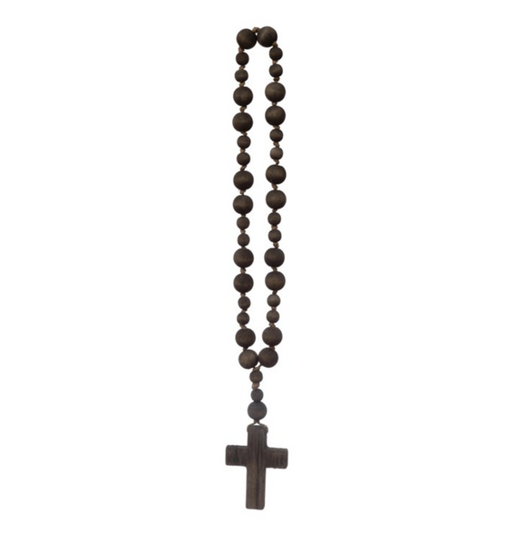 Black Wood Rosary Bead w/ Cross