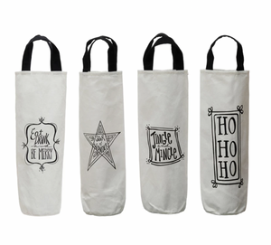 Black & White Holiday Wine Bag