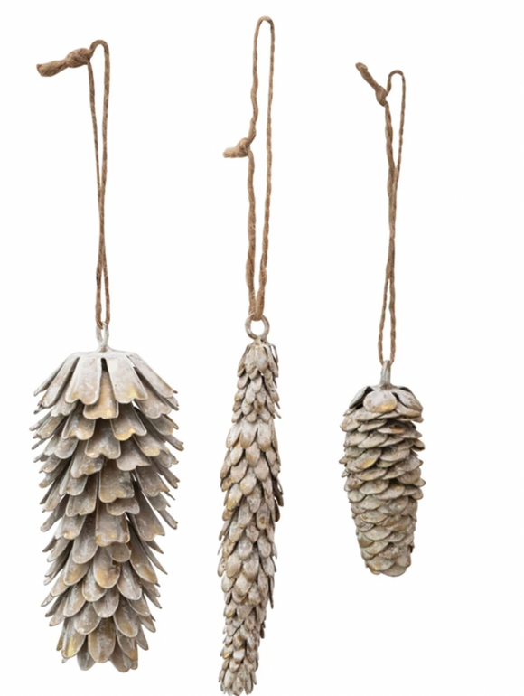 Metal Pinecone Ornament w/ Antique Finish