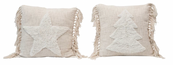 Holiday Punch Hook Pillow w/ Tassels