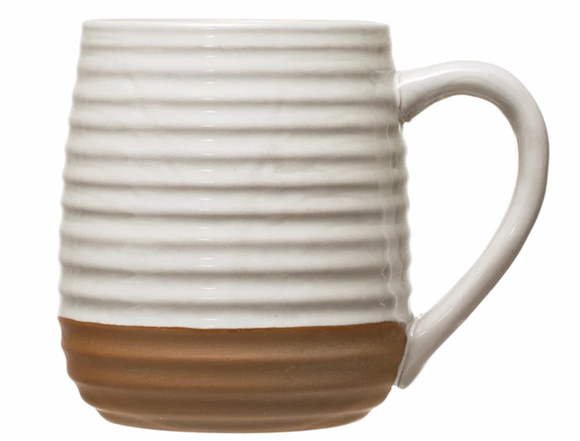 Two-Tone Ribbed Stoneware Mug