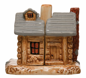 Stoneware Log Cabin Salt & Pepper Set