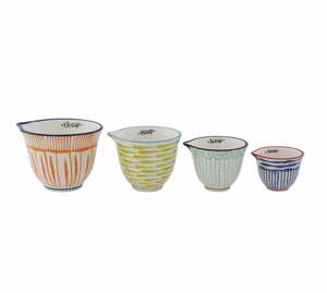 Hand-Stamped Multi-Color Measuring Cup Set