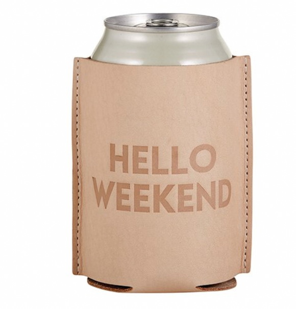Leather Coozie - Hello Weekend