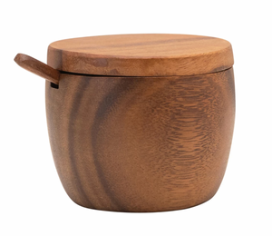 Acacia Wood Jar w/ Lid & Spoon