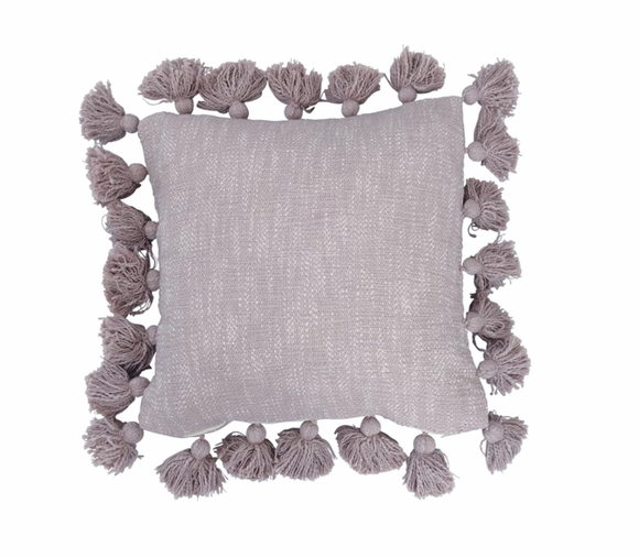 Lavender Woven Cotton Pillow w/ Tassels