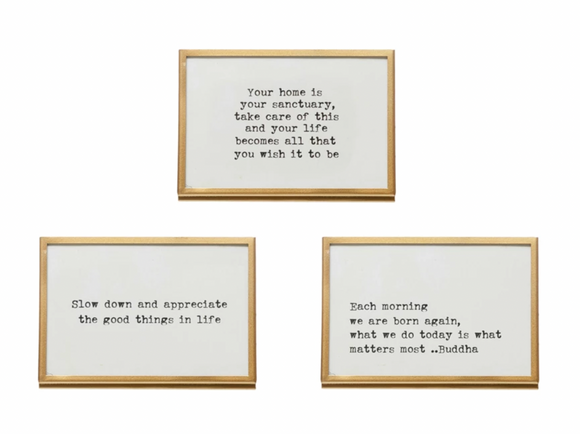 Framed Saying w/ Gold Easel