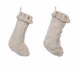 Cream Slub Tufted Stocking w/ Tassels