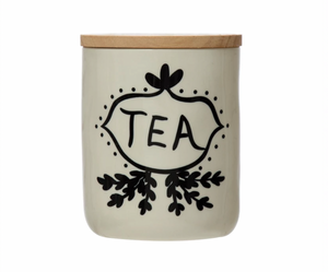 Stoneware "Tea" Jar w/ Bamboo Lid