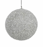 Silver & White Beaded Ball Ornament