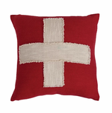 Red & White Swiss Cross Slub Pillow
