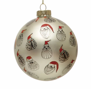 Silver Holiday Printed Ball Ornament