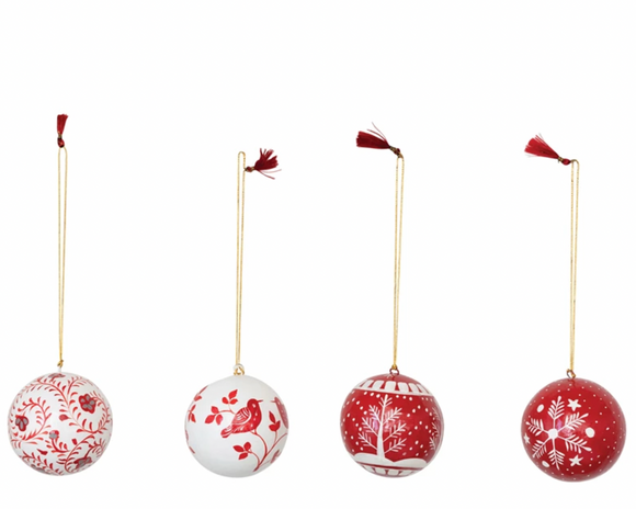 Hand-Painted Paper Mache Ball Ornament