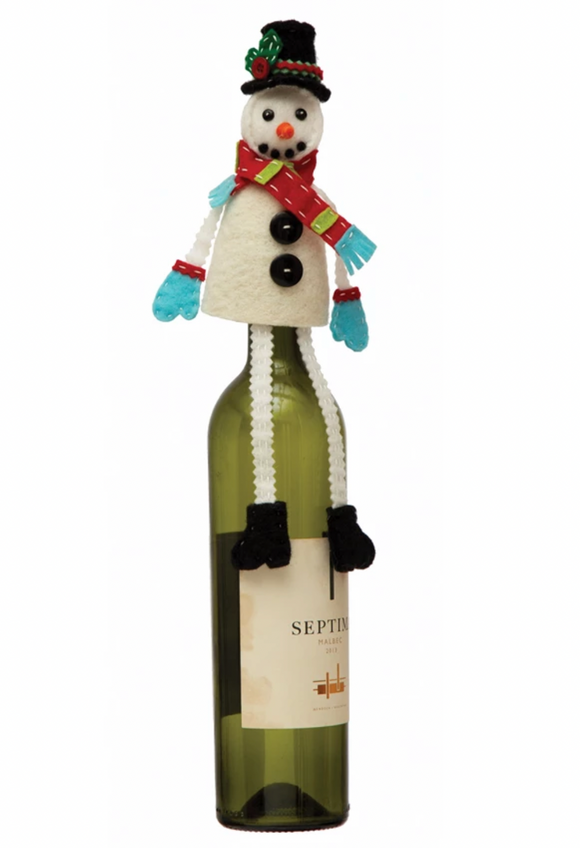 Wool Felt Snowman Bottle Topper