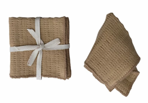 Tan Square Slub Dish Cloth Set