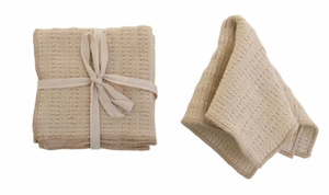 Cream Square Slub Dish Cloth Set