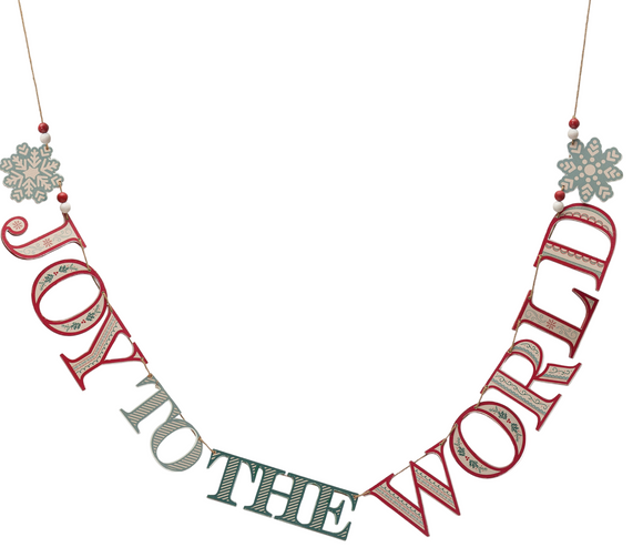 Joy To The World Wood Snowflake Garland