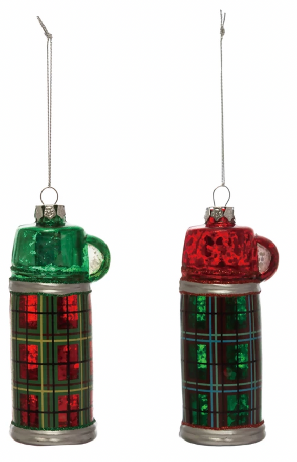 Hand-Painted Glass Thermos Ornament