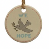 Round Stoneware Tag Ornament w/ Holiday Sentiment
