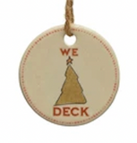 Round Stoneware Tag Ornament w/ Holiday Sentiment