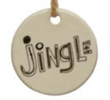 Round Stoneware Tag Ornament w/ Holiday Sentiment