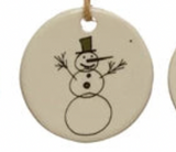 Round Stoneware Tag Ornament w/ Holiday Sentiment