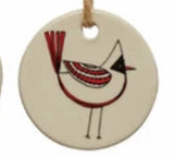 Round Stoneware Tag Ornament w/ Holiday Sentiment